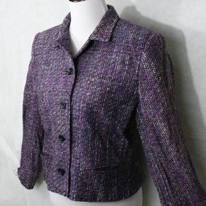 Vintage 80’s Soiree Rainbow Handwoven Silk Lined Knit Blazer SZ M EUC